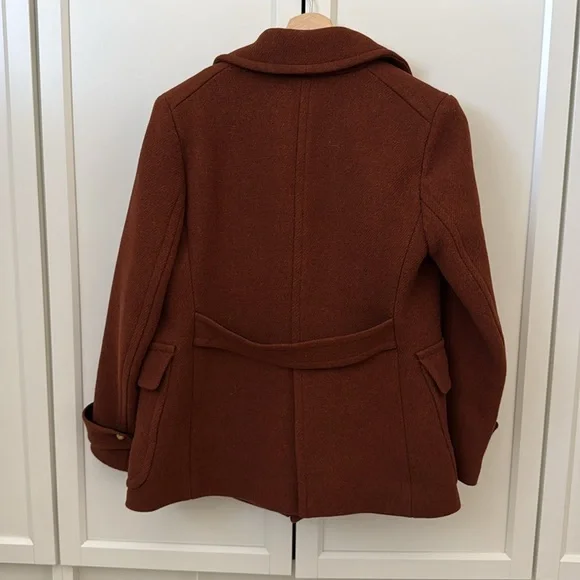 J. Crew Women's Red Brown Double-Breasted Coat - Picture 3 of 10